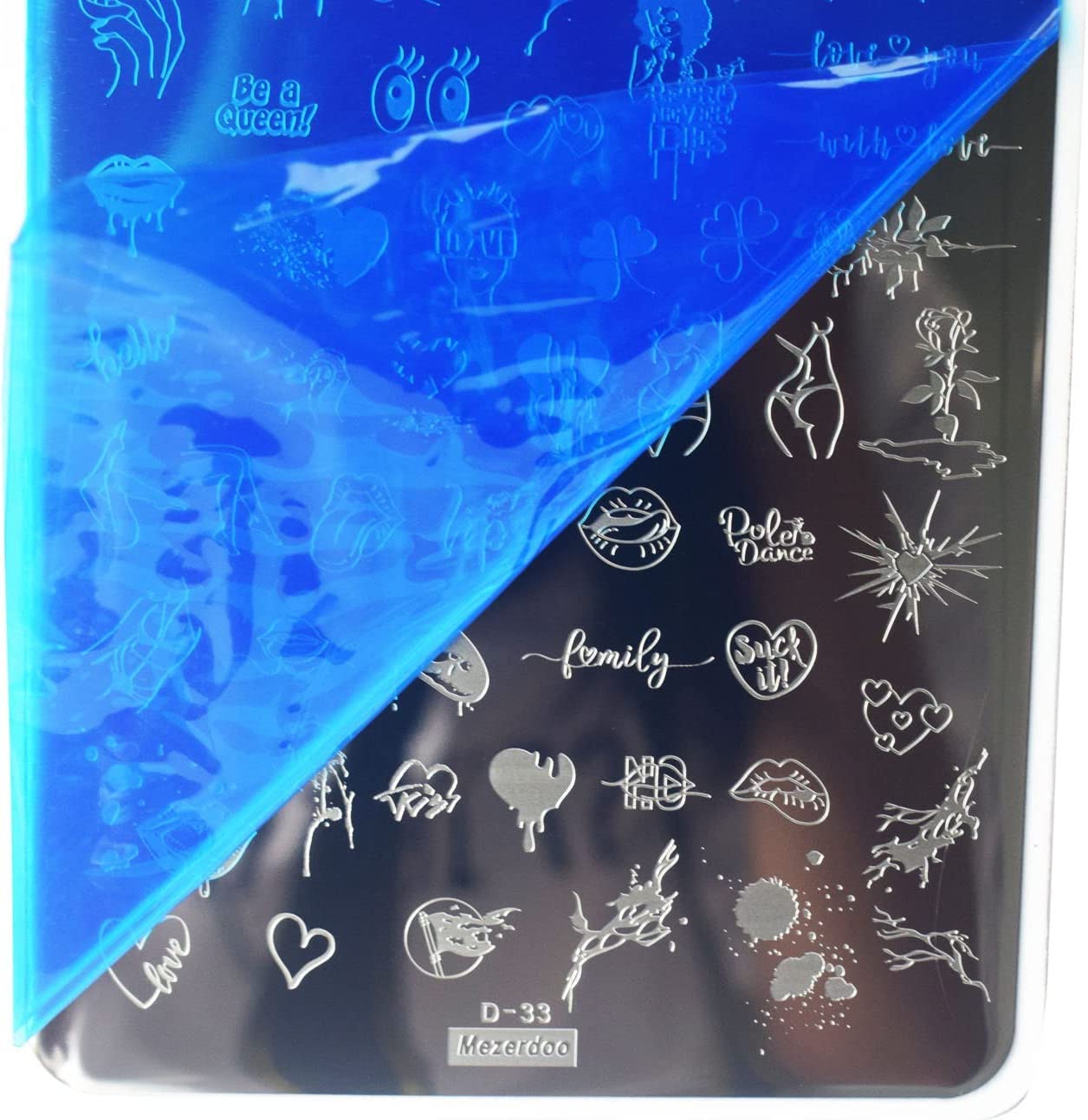 Lips Heart Nail Stamping Plate Kits 2pcs Love Flower Word Design Large Nail Stamp Plate Templates Animal Letter Line Image Stamper Stencils Dog Cat Ghost Halloween Art Stamping Plates Tools