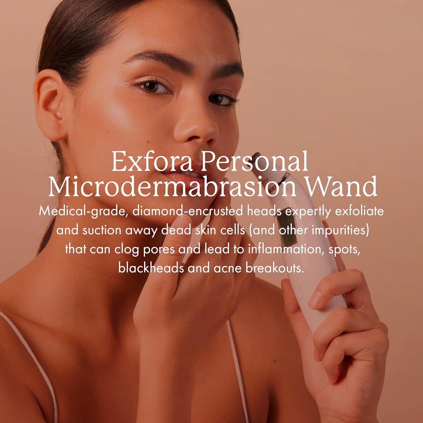 Exfora Facial Microdermabrasion Wand by Vanity Planet - Acne Treatment Reduce Wrinkles & Fine Lines - 4 Interchangeable Heads & Dual Charging Mode - Exfoliating Facial Cleanser for All Skin Types