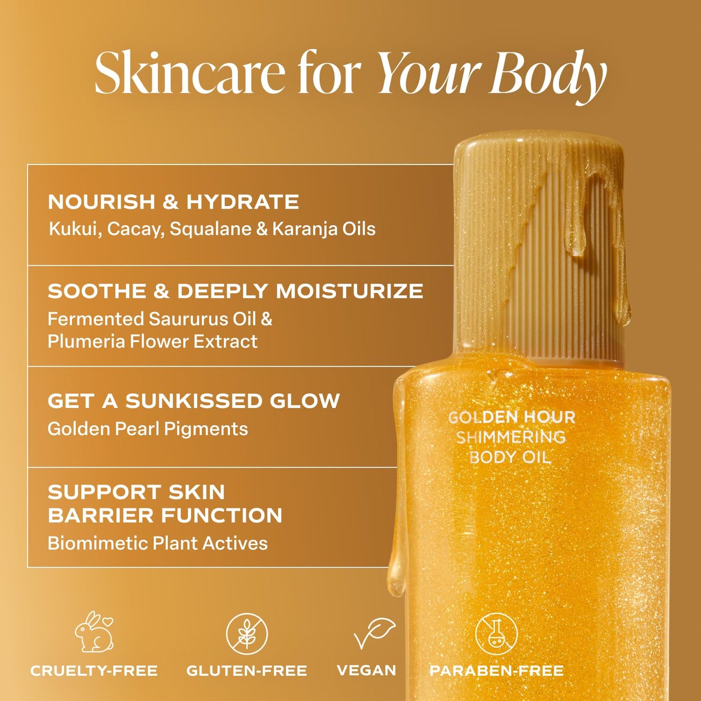 Saltair Shimmering Body Oil - Golden Hour Scented Dry Oil Moisturizer with Light-Reflecting Pearl Pigments. Moisturizing Glow for All Skin Types - 4 Fl Oz