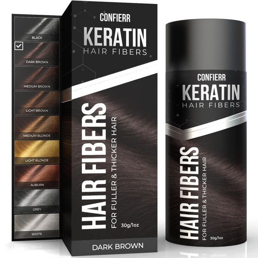 Keratin Hair Fibers for Men & Women - Fill In Fine or Thinning Hair, Instantly Thicker, Fuller Looking Hair (Dark Brown 30g)