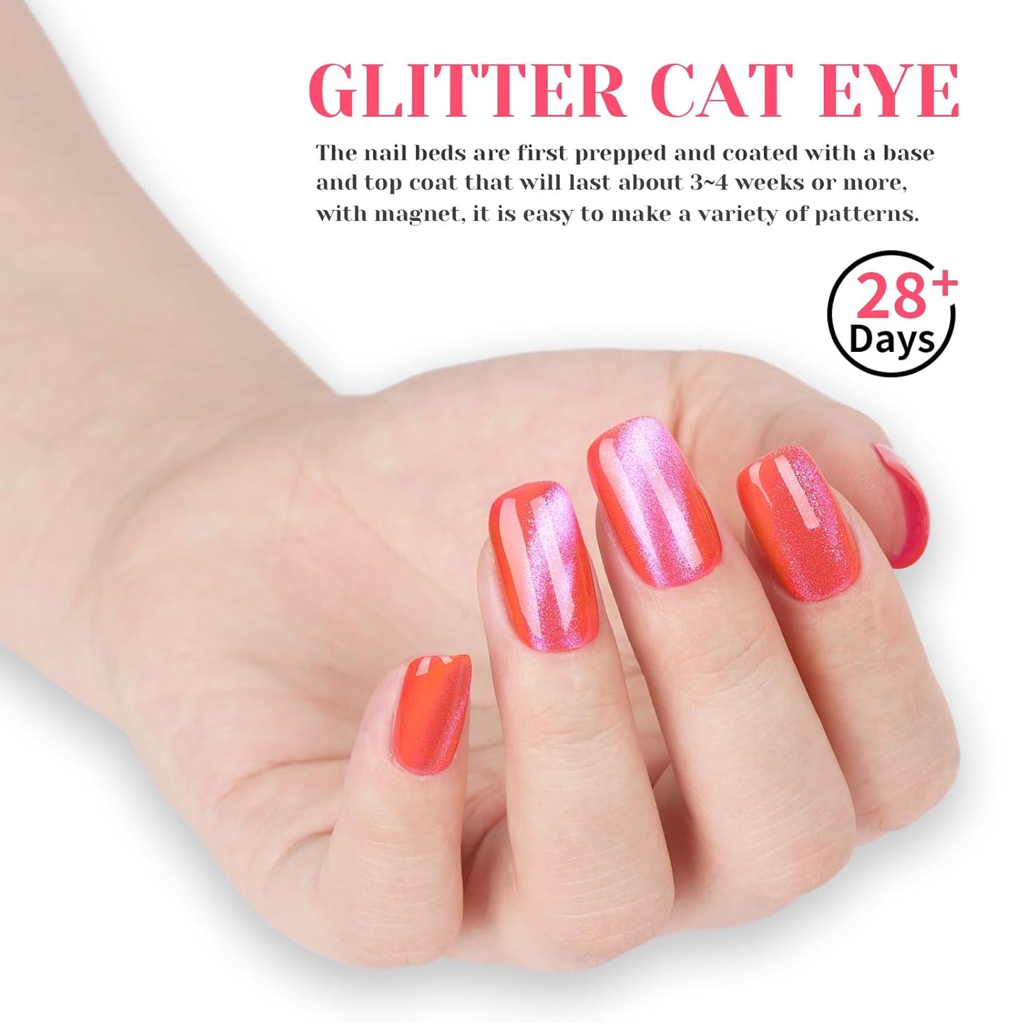 Neon Pink Cat Eye Gel Nail Polish - Perfect for DIY at Home & Ideal Gift for Nail Art Lovers!
