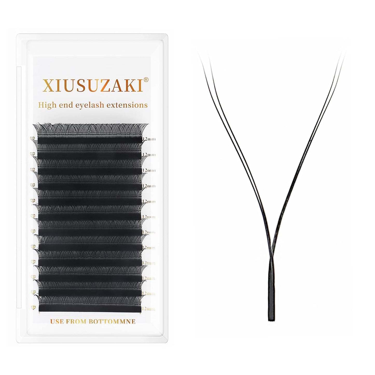 YY Lash Extensions Supplies Y Eyelash Extensions 0.05mm Thickness D Curl 15mm Premade Fans 4D Russian Volume Matte Black 12 Rows Crisscross Eye Lashes(YY-0.05-D,15mm)
