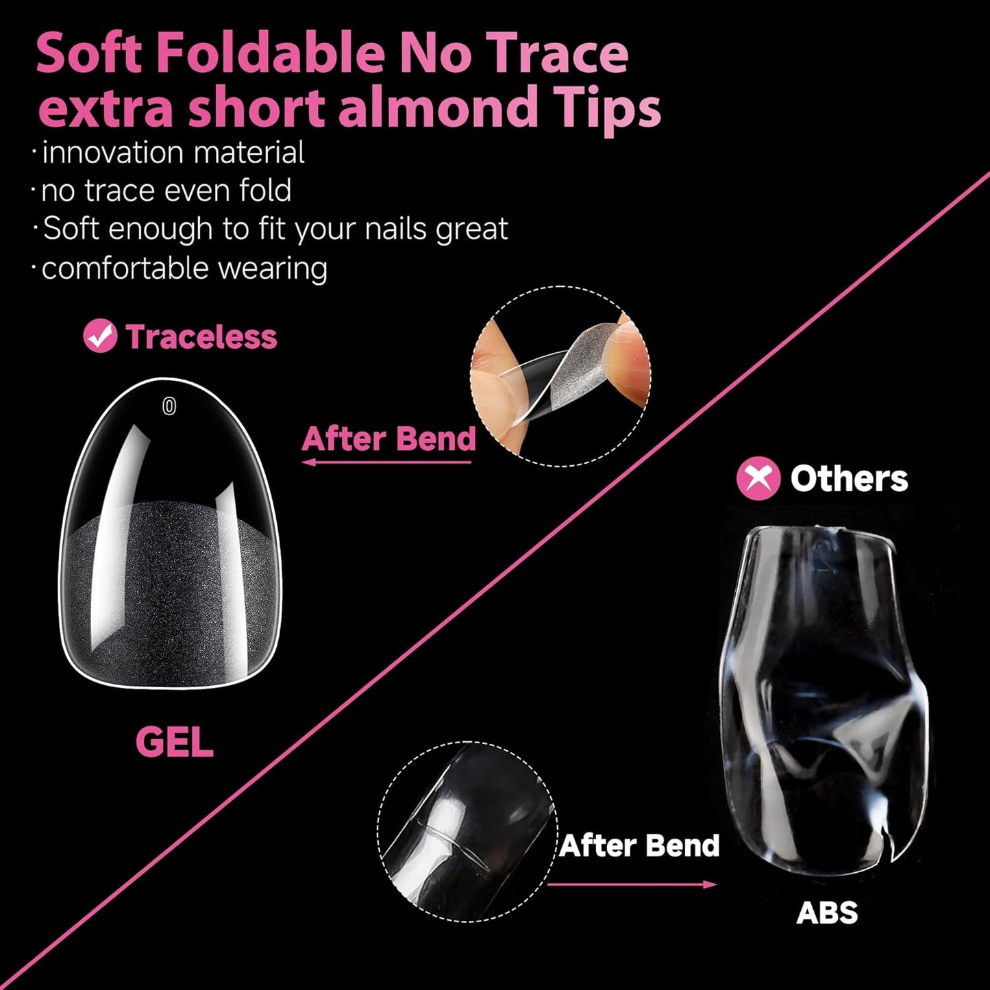 UNA GELLA Extra Short Almond Nail Tips, 504 Pcs Pre-Filed XS Almond Gel Nails, 12 Sizes Half Matte Full Cover Press Ons for Nail Extension Manicure Home DIY Salon