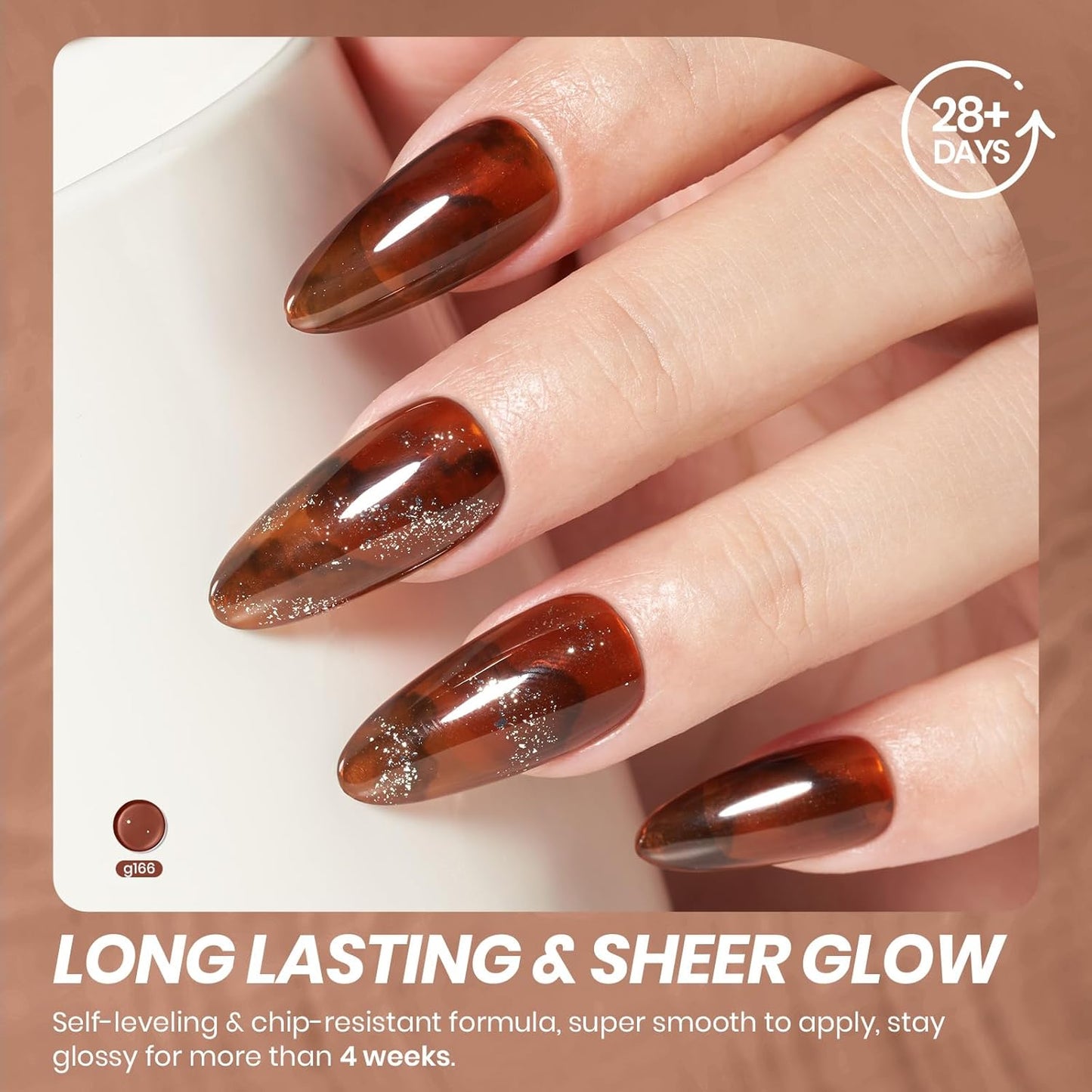 Beetles Brown Gel Nail Polish - 15ML Mocha Brown Jelly Natural Fall Gel Polish Nail Concealer Sheer Translucent Effect Soak Off UV Mocha Mist Collection French Nail Art Manicure Gift for Women