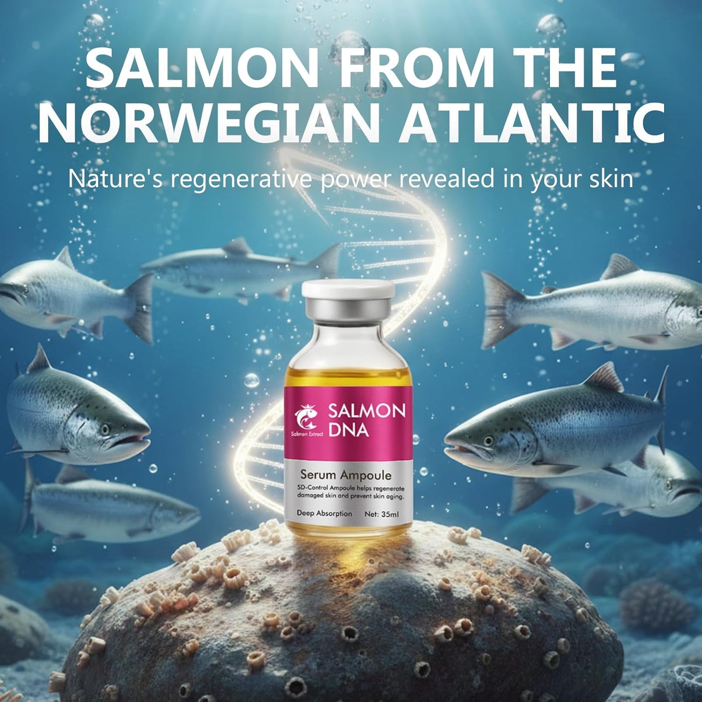 Salmon DNA Ampoule, Microneedling Serum, Anti-Wrinkle & Scar Removal for Face and Body, Salmon DNA Serum Ampoule Anti-wrinkle and Enhance Barrier Function