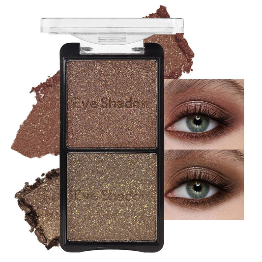 Double color eye shadow, Eyeshadows Creamy, high pigment eye makeup palette, matte shimmer metal eye shadow powder, Blendable, Ultra-Pigmented, Easy to Apply, Matte & Shimmer, (06) | alldaygood beauty
