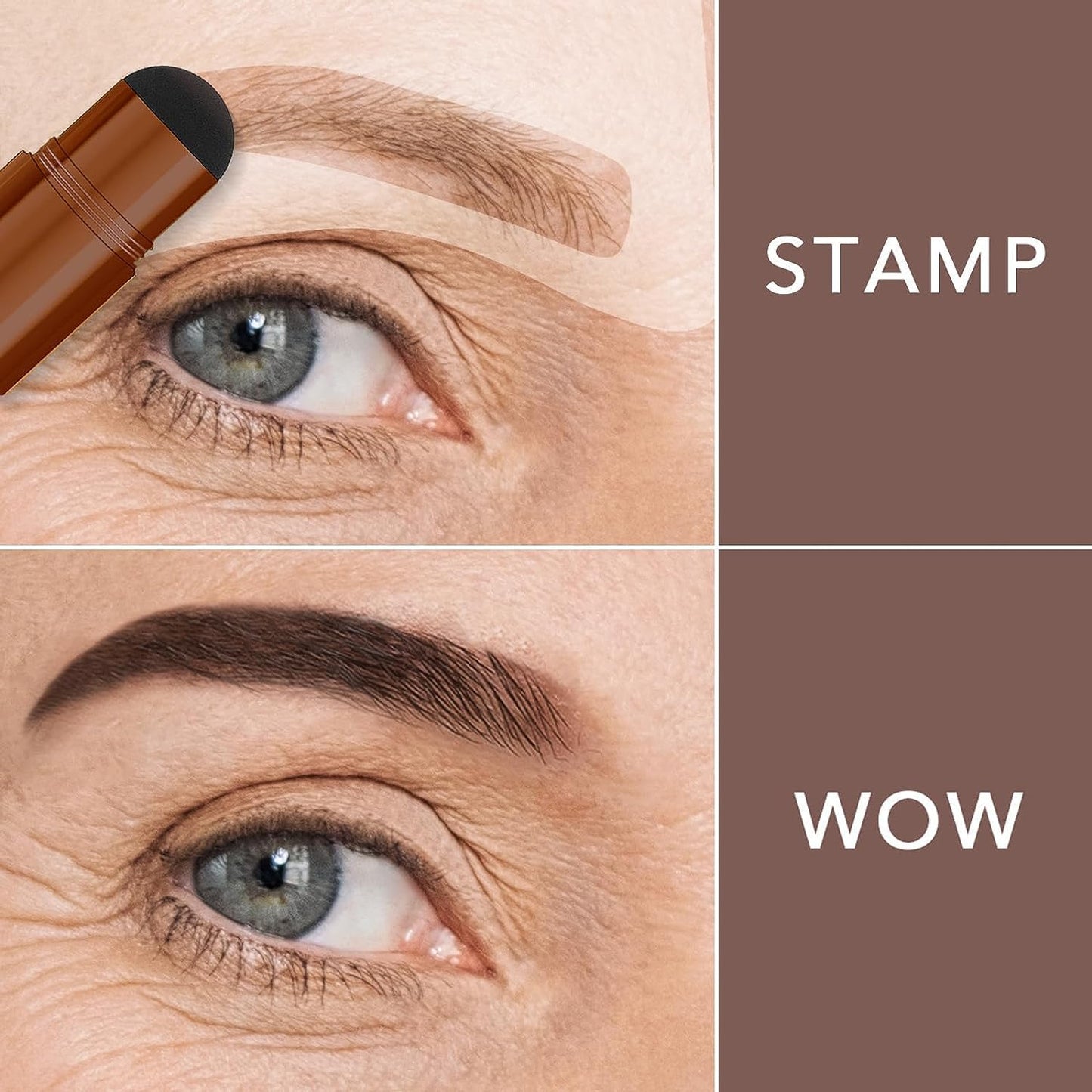 ALLROSE Eyebrow Stamp Stencil Kit - Eyebrow Stencils Perfect Eyebrow Waterproof Eyebrow Stamp, Eye Brow Stencil Kits Brow Stamp, Eyebrow Stencil Kit for Women With 20PCS Brow Shaping Kit, Ash Brown