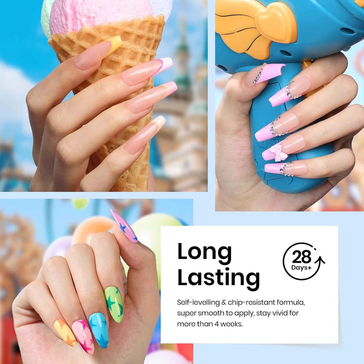 Beetles Gel Nail Polish Set- 23Pcs Color Gel Polish with Base Gel Top Coat Bright Colors, Gel Polish Kit Blue Pink Purple Orange Green Glitter Soak Off Uv Led Trendy Rainbow Nail Art