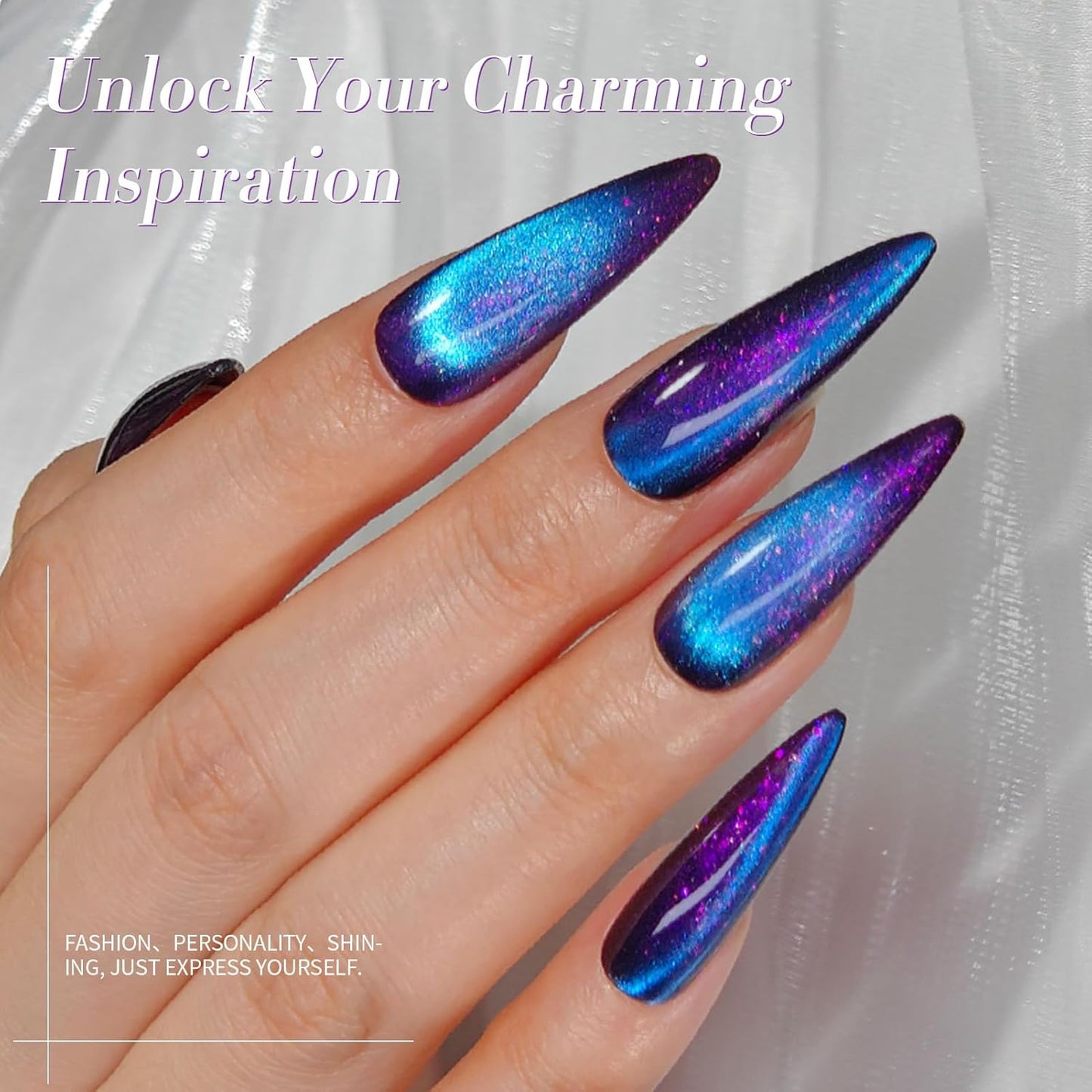 BORN PRETTY Cat Magnetic Eye Gel Nail Polish,Night Purple Magnetic Gel Polish Blueberry Cat Magnetic Eye Gel Manicure Nail Art DIY 15ml