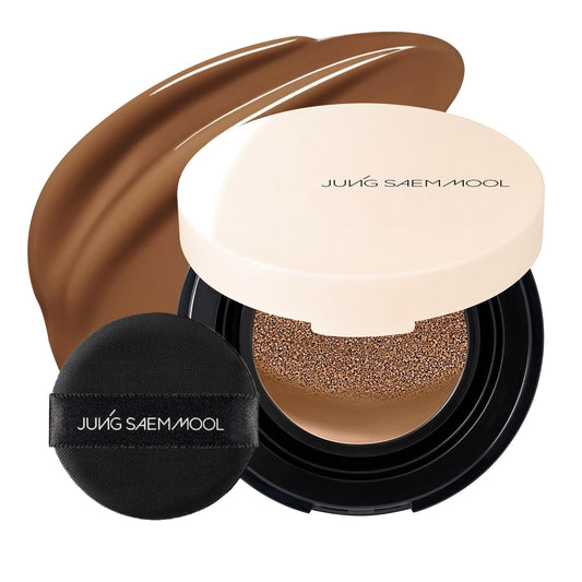 JUNG SAEM MOOL Essential Skin Nuder Cushion Mini 38N Saddle Brown 0.17 Fl Oz, Natural Radiant Finish Cushion Foundation with Buildable Coverage, Lightweight Texture, Korean Foundation Makeup | alldaygood beauty