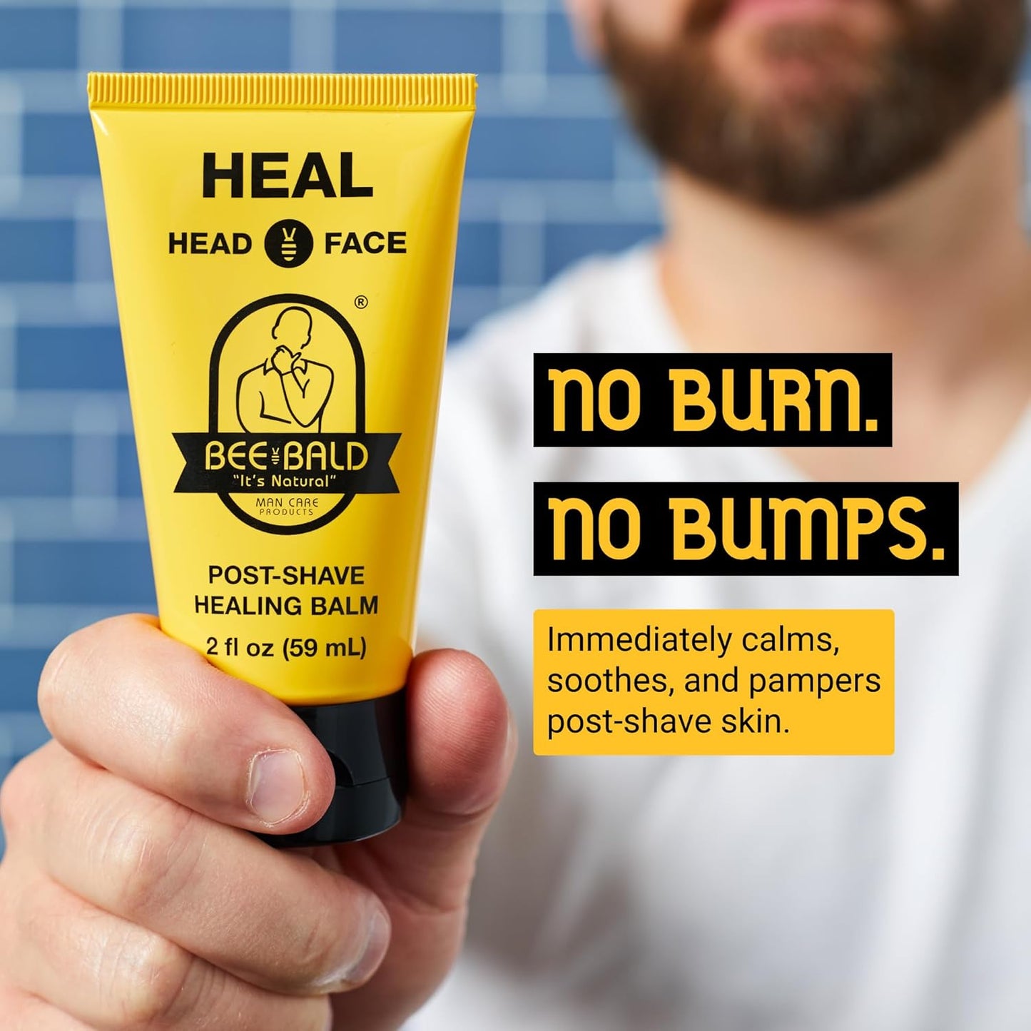 Bee Bald HEAL Aftershave for Men Healing Balm, Immediately Calms & Soothes Damaged Skin, Treats Bumps, Redness, Razor Burn & Other Shaving Irritations, 2 fl oz (Pack of 3)