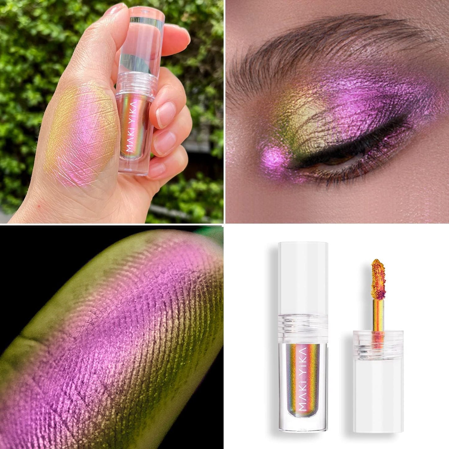 MAKI YIKA Glitter Eyeshadow Rose Pink Liquid Multichrome Eyeshadows Long Lasting, Metallic Chameleon Eye Shadow Smudgeproof Holographic Eye Topper Glitters (#5 Moonbow)