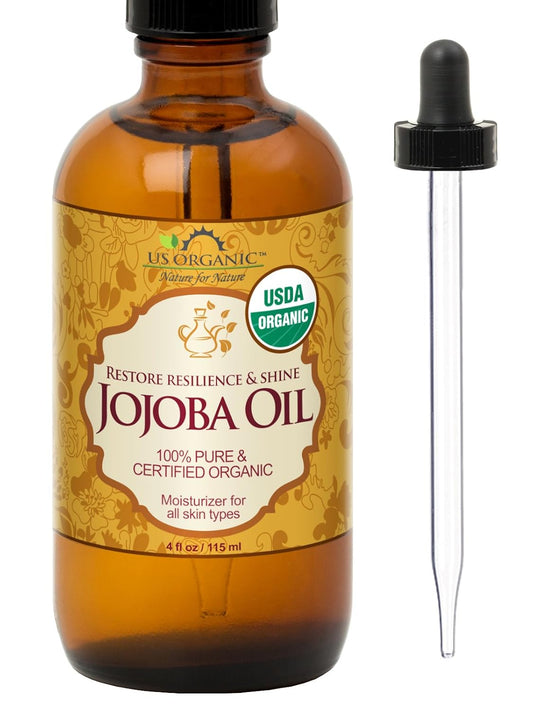 US Organic Jojoba Oil, USDA Certified Organic,100% Pure & Natural, Cold Pressed Virgin, Unrefined, Haxane Free, Sourced from Middle East Directly (Medium (4oz, 115ml)) | alldaygood beauty