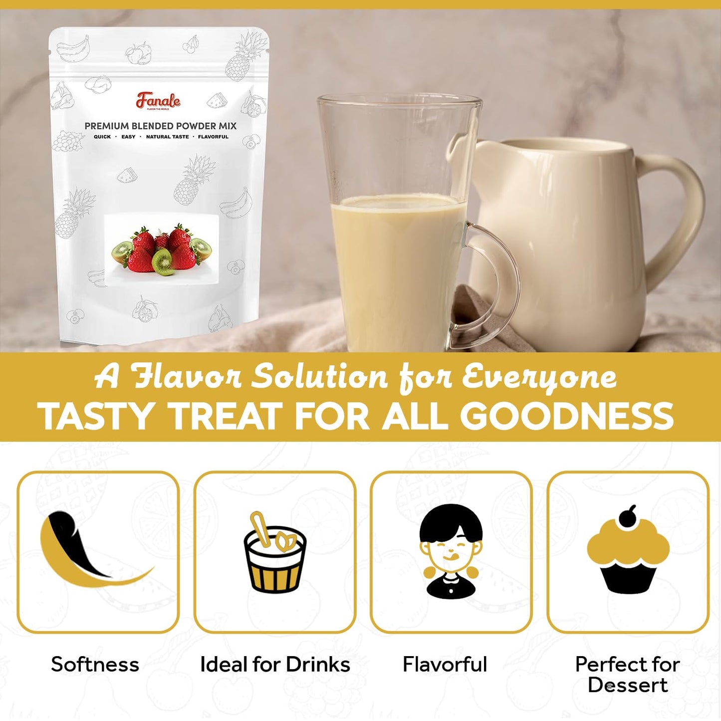 Fanale Premium Mochi puff Bubble Tea Flavoring Powder | Perfect for Baking, Smoothies, Desserts and Drinks | Instant Flavoring Powder for Boba Milk Tea - 2.2 Pounds (Pack of 1)