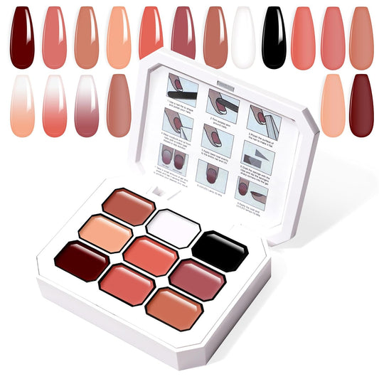 Gradient Painting Gel, 9 Colors Ombre Gel Nail Polish Nude Pink for Pigment Pat Nails Aura Nails French Manicure Long Lasting Home Salon DIY Nail Art Terracotta Blush | alldaygood beauty