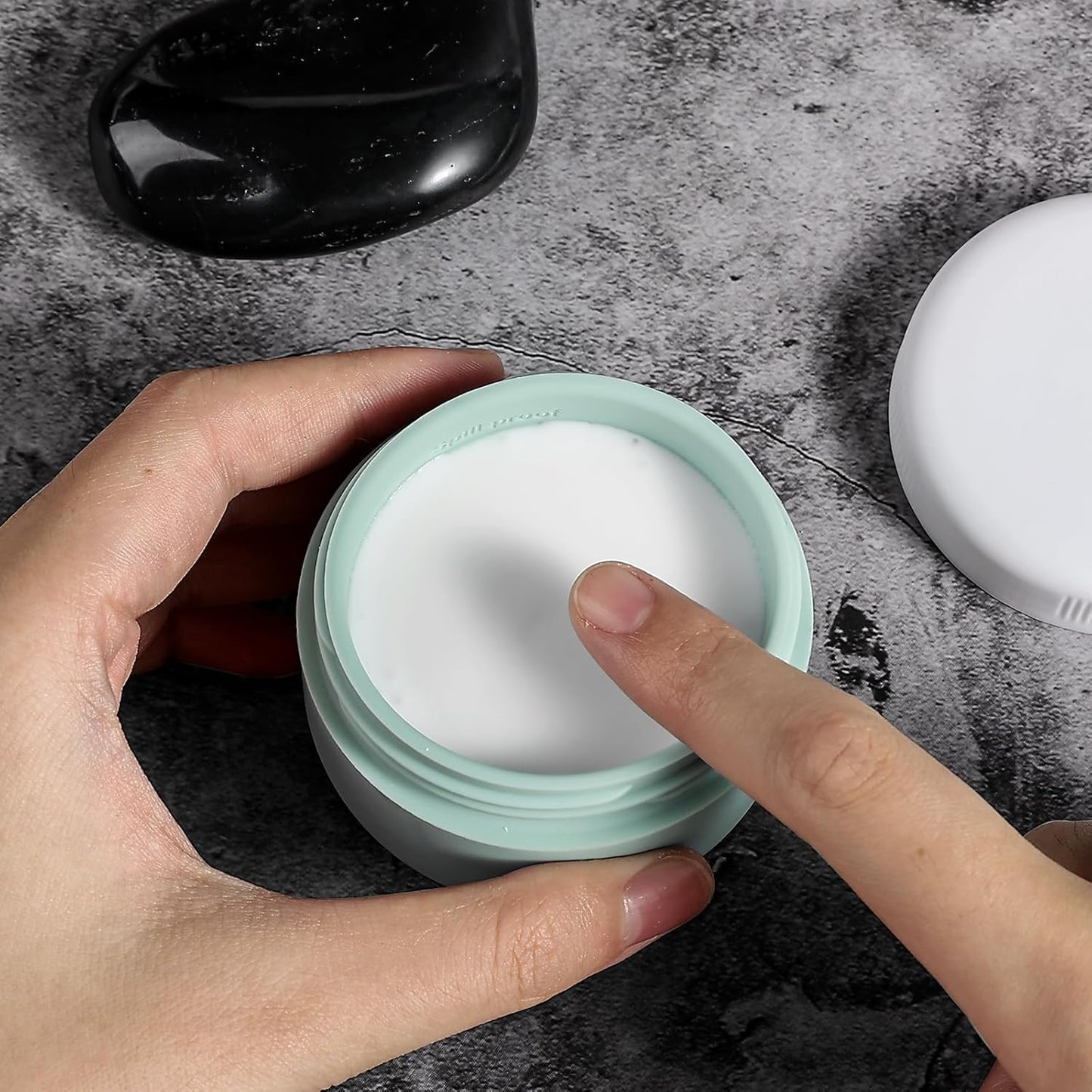 Travel Containers for Toiletries, Silicone Cream Jars BPA-Free, Leak-proof 3oz Travel Size Containers, Portable Size Silicone Jars with Lid for Cosmetic Face Hand Body Cream (4 Pack)