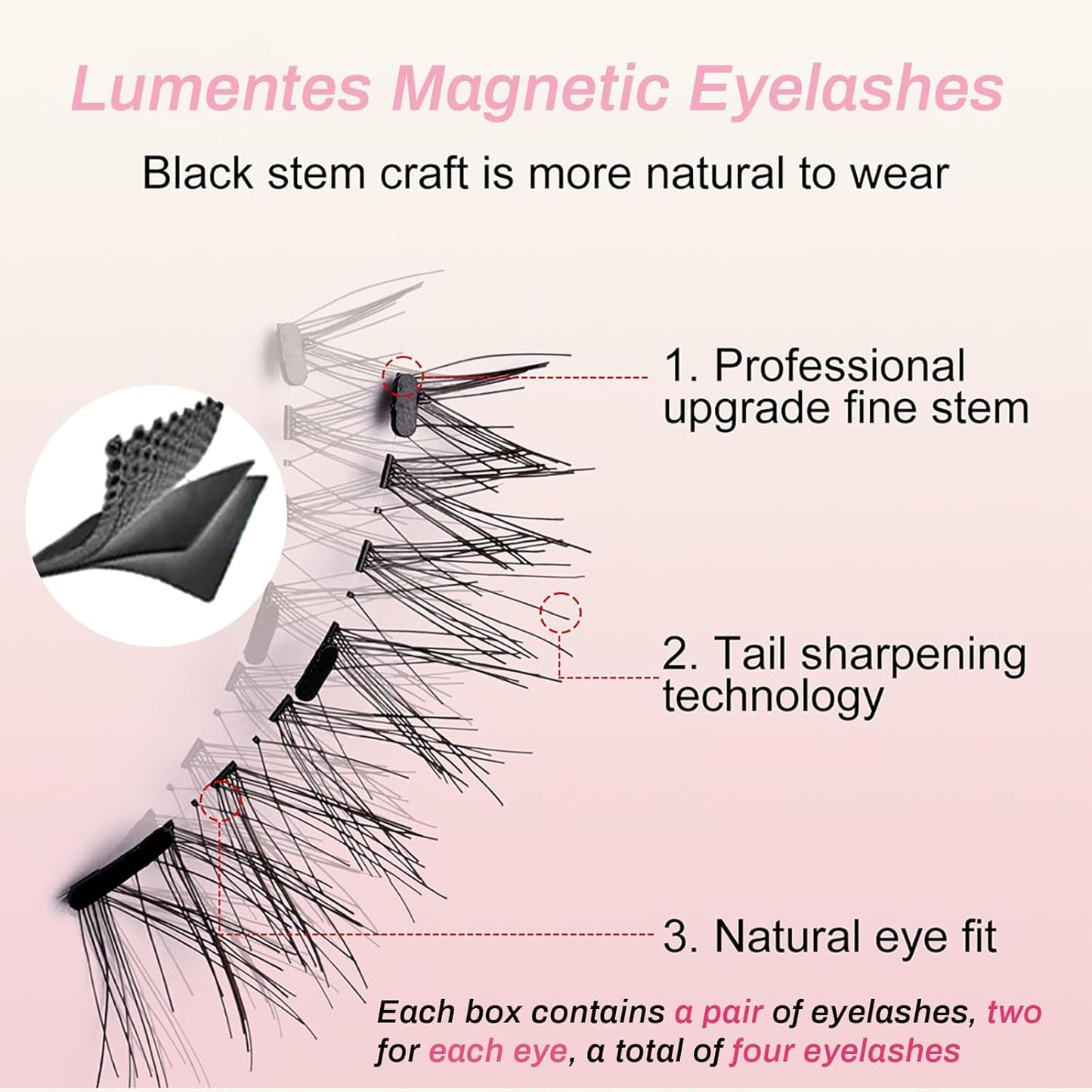 Lumentes Magnetic Eyelashes, Lumentes Magnetic Eyelashes with Applicator, Reusable No Glue Lashes, Natural Look Soft Comfortable Magnetic Lashes, Easy to Wear and Remove (Sunset Brown)