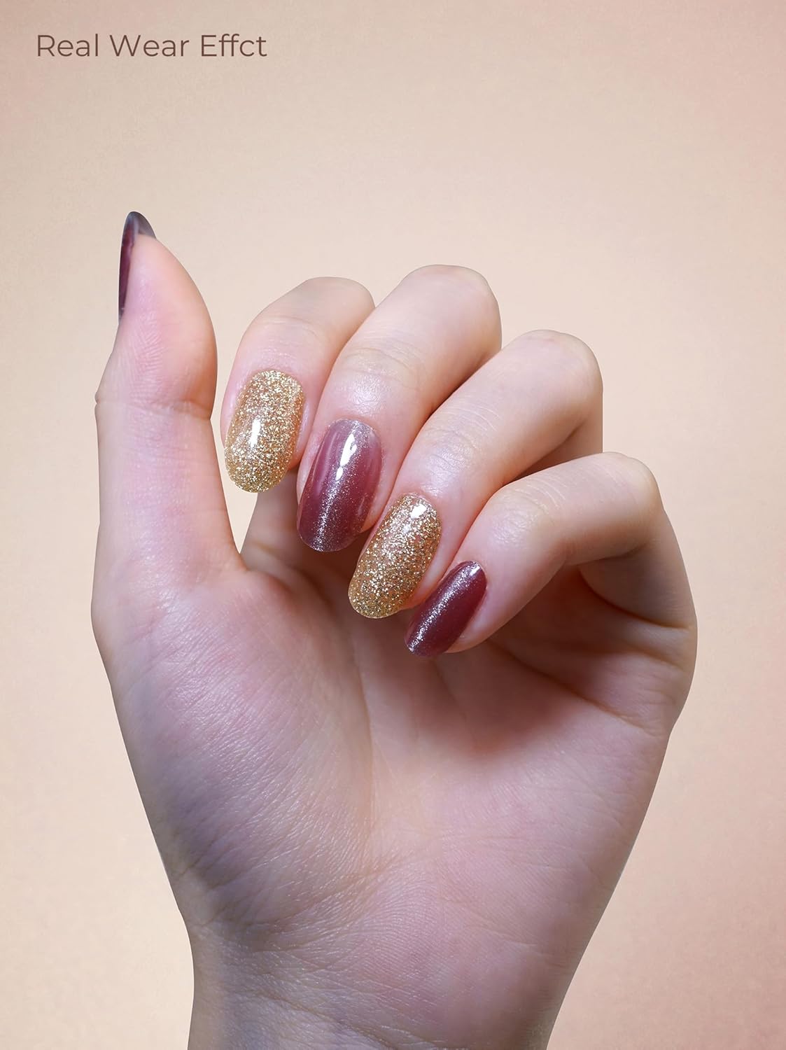 Pre Cured Gel Nail Strips - 44PCS Salon Quality Gel Nail Stickers - Long Lasting Polish Wraps for Women no UV Light Needed Easy Apply& Remove (Gothic Purple）