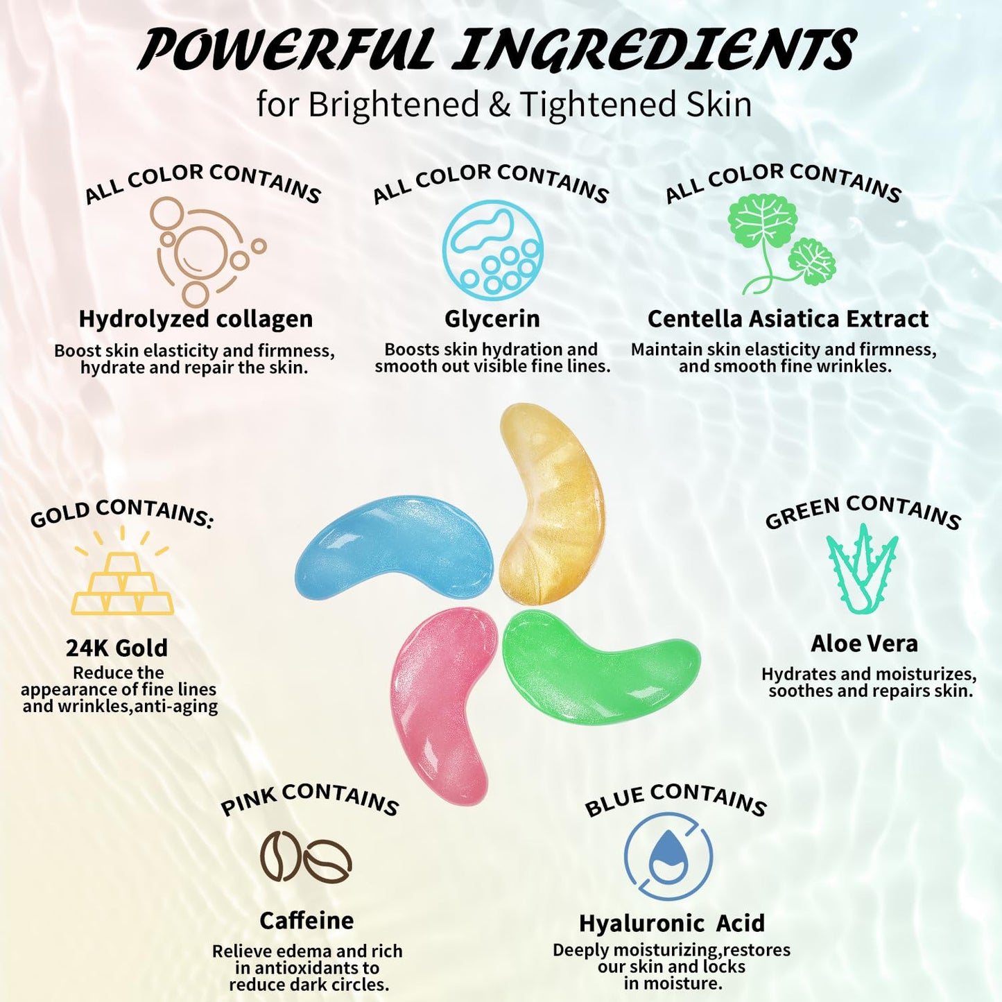 Under Eye Patches(30 Pairs), 24K Gold, Caffeine, Hyaluronic Acid, Aloe Vera Eye Masks for Dark Circles Puffy Eyes Undereye Bags, Eye Skin Care Gift Set for Bachelorette Party Favors