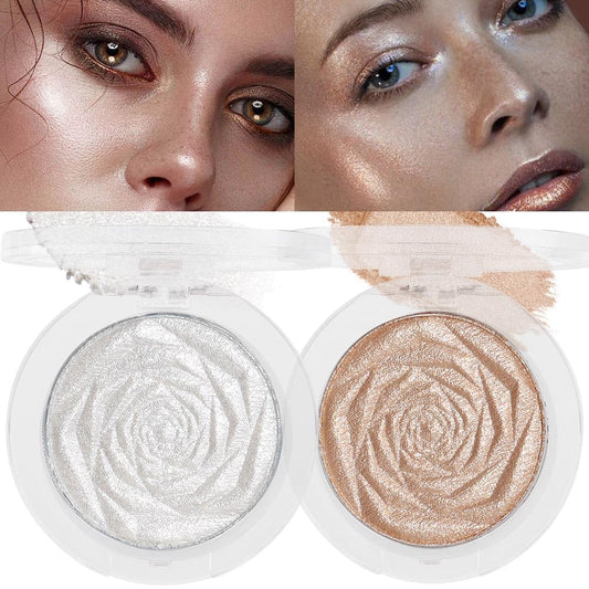 evpct Pearl White & Champagne Gold Face Highlighter Makeup Shimmer Glitter Diamond Sparkly Highlighters Makeup Palette Powder for Face Body Cheek iluminadores iluminador de jos maquillaje luminizers | alldaygood beauty