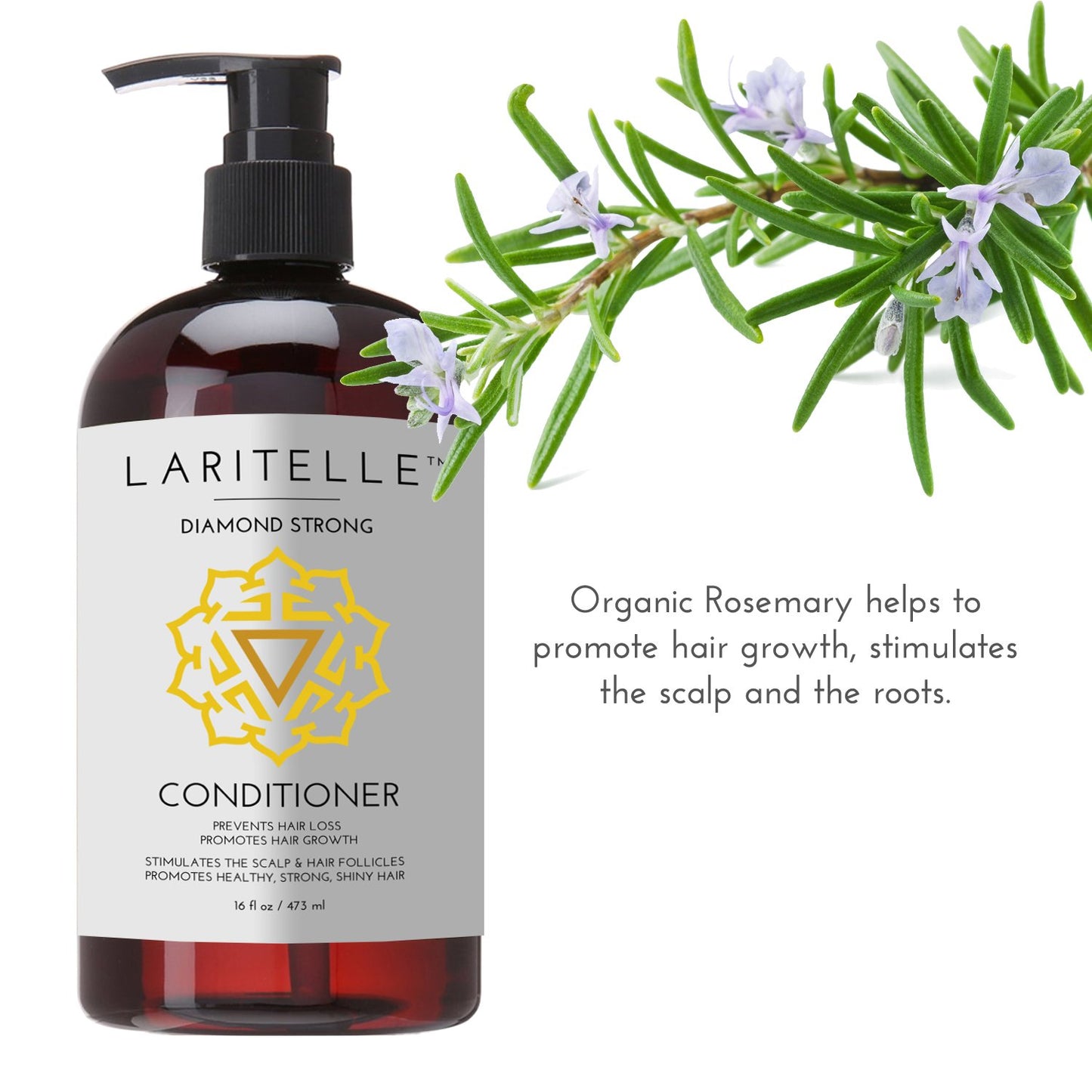 Organic Conditioner 16 oz. Rosemary, Ginger, Cedarwood. Promotes Hair Growth, Prevents Hair Loss GF