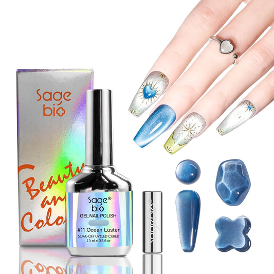 High-Density Cat Eye Gel Nail Polish with Magnet Stick, 15ml Dopamine Color Palette, Magnetic Effect Gel for DIY Manicure, Multiple Color Options - Ocean Luster | alldaygood beauty