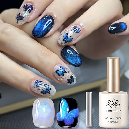 BORN PRETTY Cat Magnetic Eye Gel Nail Polish,Blue Tears Magnetic Gel Polish Passion Fruit Cat Magnetic Eye Gel Manicure Nail Art DIY 15ml | alldaygood beauty