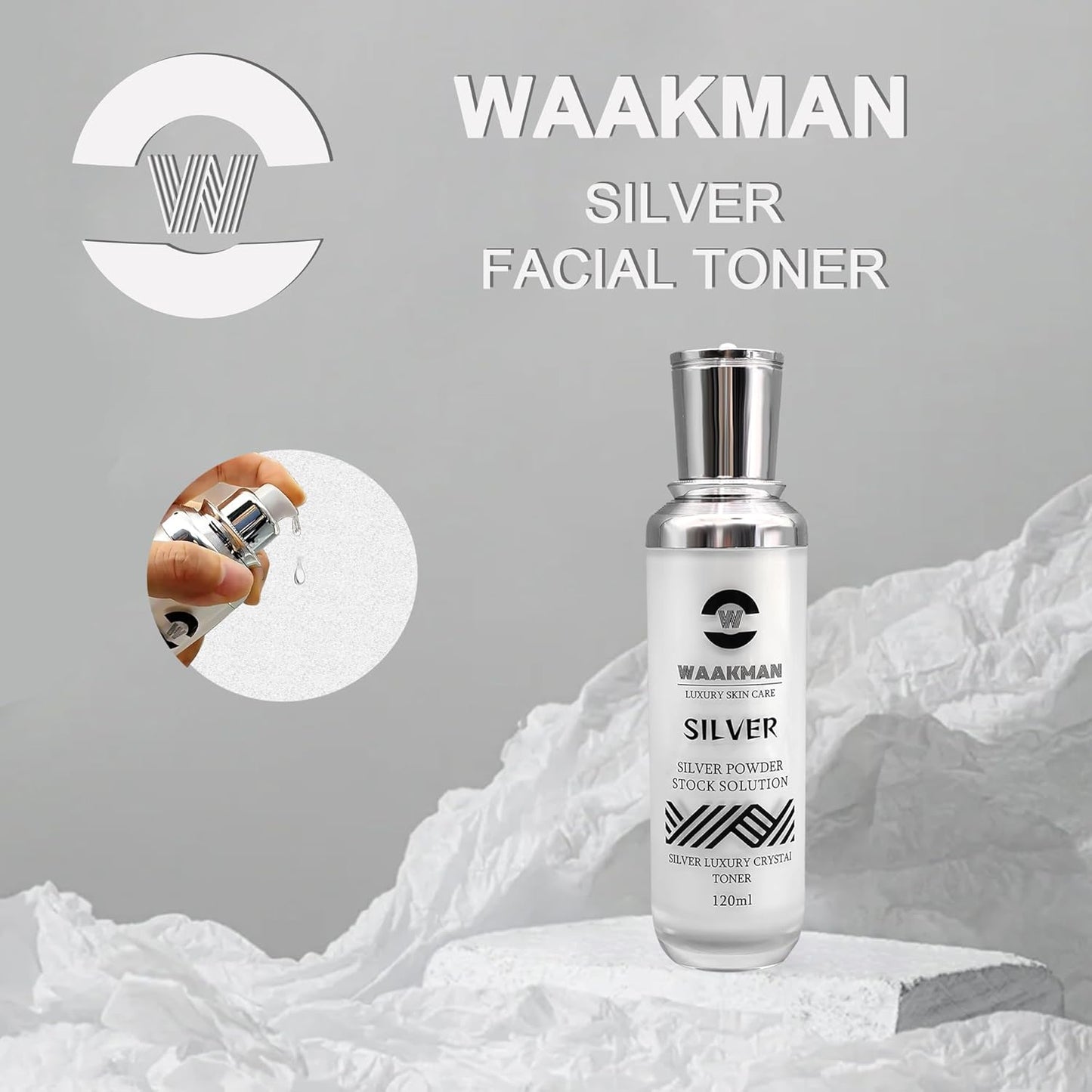 Luxury Skin Care Silver Solution, Facial Cream, Moisturizer, Toner and Serum