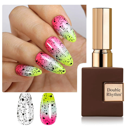 Double Rhythm 15ML No Wipe Gel Top Coat Base Coat Iridescent Glitter Shimmer 2 in 1 Nail Polish Soak Off Manicure DIY Home Salon (Eggshell Top Coat-2) | alldaygood beauty