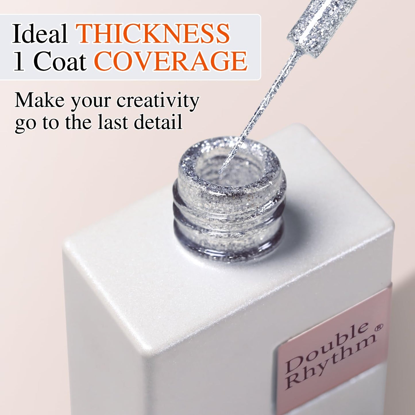 Double Rhythm 15 Ml Metallic Gel Liner Nail Art Bronze Mirror Chrome Painted Drawing Stripper 3D Effect Gel Polish (Glitter Silver-L1001)