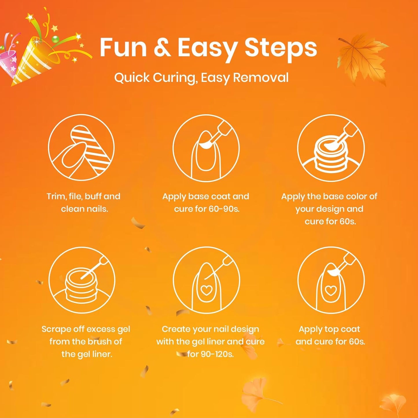 Beetles French Tip Gel Liner Nail Polish Set- 20 Colors Nail Art Polish Brown Glitter Pink Blue White Red Purple Swirl Gel Nails Polish Nails Art Painted Build in Thin Brush Manicure Gifts for Women