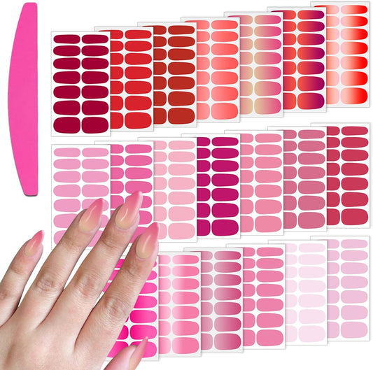 SILPECWEE Nail Polish Stickers, 20 Sheets Pink Solid Nail Stickers Full Nail Wraps with Nail File Self Adhesive Nail Polish Strips Gel Nail Strips Fingernail Nail Art Sticker Nails for Women | alldaygood beauty