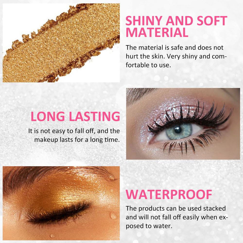 4 Colors Highlight Silver Gold Eyeshadow Palette, SHANY Cosmetics Shimmer Eyeshadow Palette, Cruelty-Free and Vegan Formula, Glitter Shimmer Eyeshadow for Professional Makeup