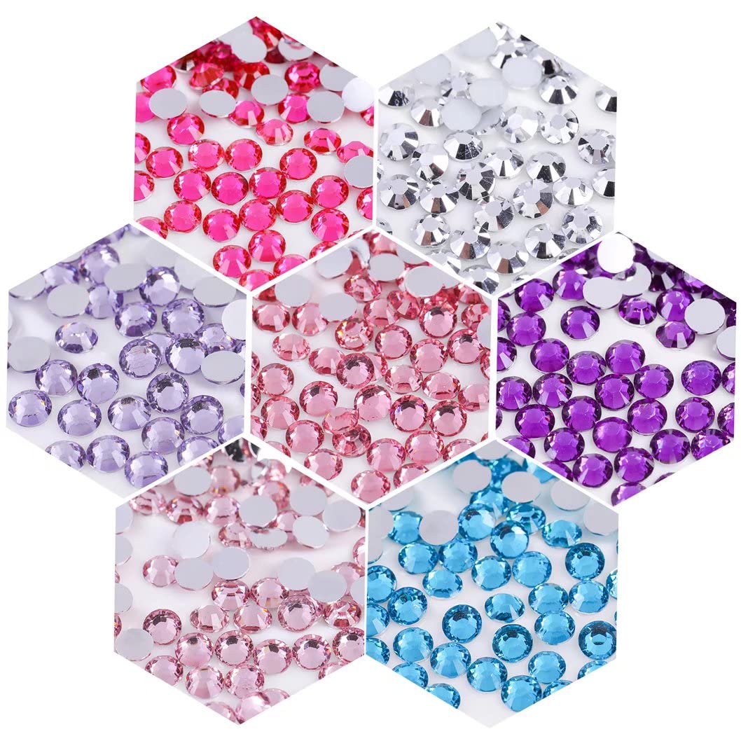 1500 Pieces SS16 4mm Flatback Rhinestones Clear Glass Round Gems Crystals for Nail Art DIY Crafts Clothes Shoes Bags （Light Purple）