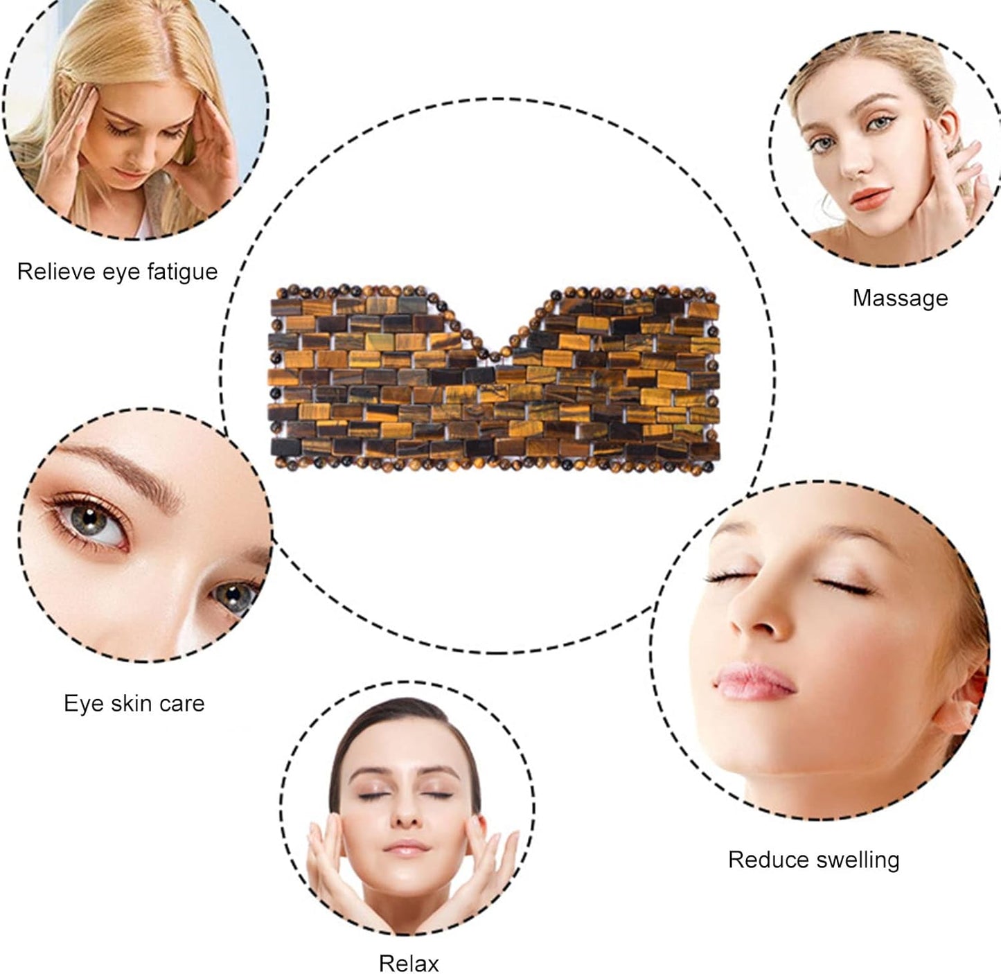 Jade Eye Mask Tiger Eye Cooling Jade Sleep Eye Mask 100% All Natural Soothe Stone Eye Mask