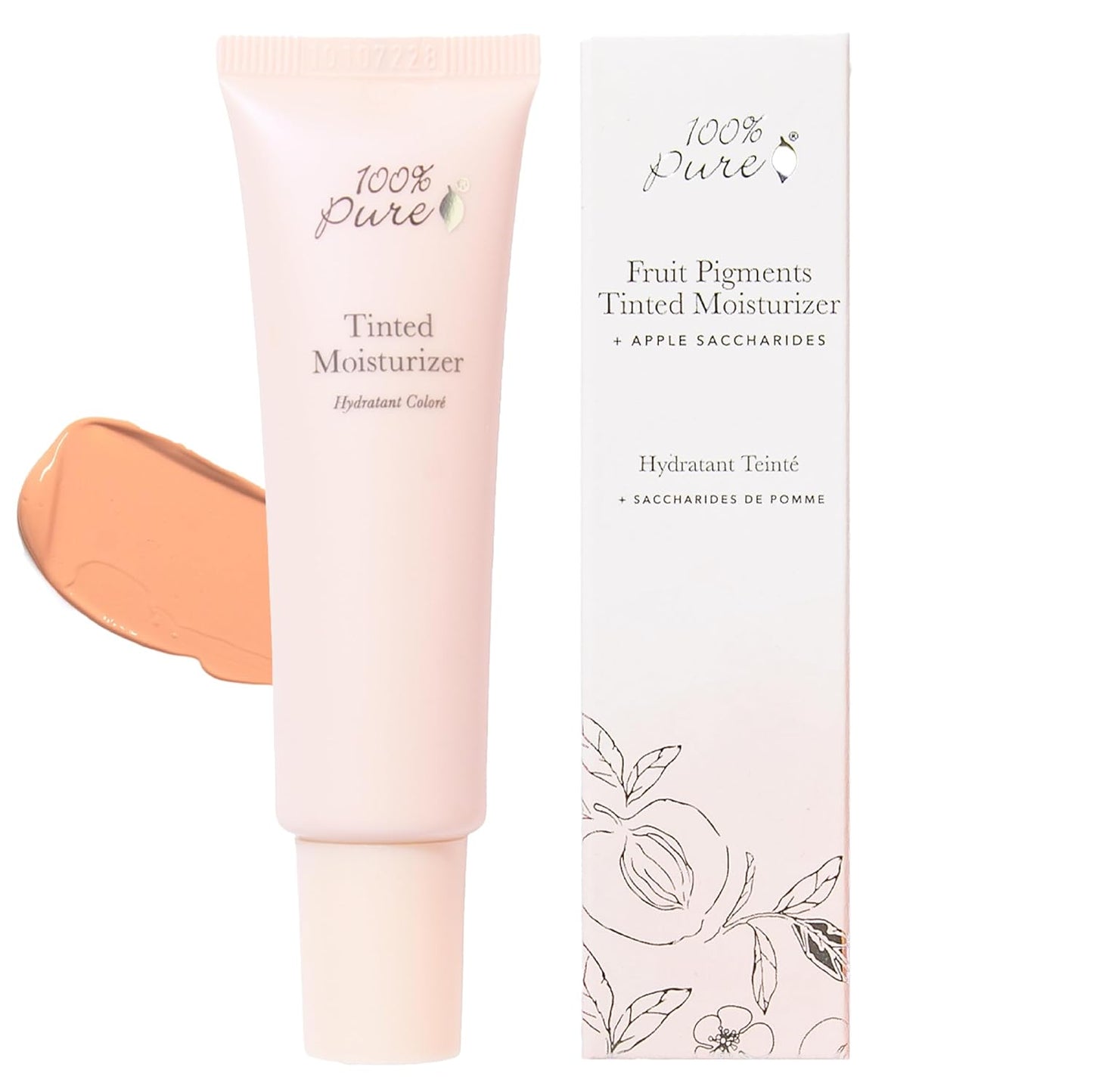 100% PURE Tinted Moisturizer Anti-Aging Face Makeup - Fruit Pigmented Golden Peach Light to Medium Coverage & Dewy Glow - Lightweight Foundation Medium-Tan Skin w/Yellow Undertone - Vegan - 1 Fl Oz