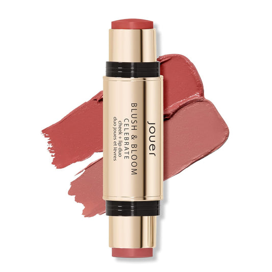 Jouer Blush & Bloom Cheek + Lip Duo - Hydrating Cream Blush Stick for Lip and Cheek Tint - Moisturizing Rose Hip and Squalane Oil Formula, Celebrate | alldaygood beauty