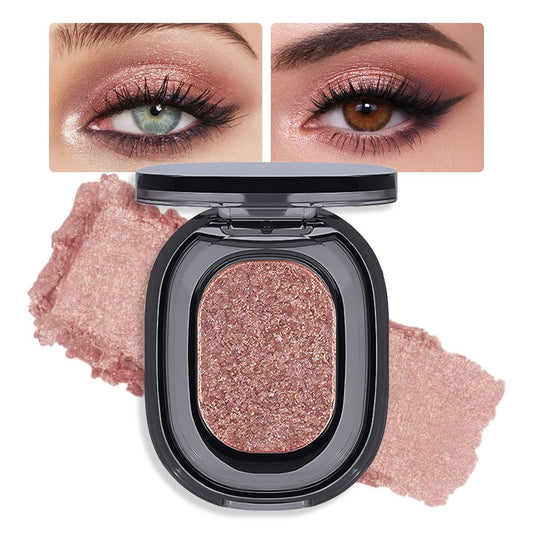 Eye shadow low saturation delicate long-lasting eye shadow palette, Monochrome Glittler Eyeshadow, pressed glitter eyeshadow, Glittle Pressed Powder Single Vegan Eyeshadow, (02 Glittle Brown) | alldaygood beauty