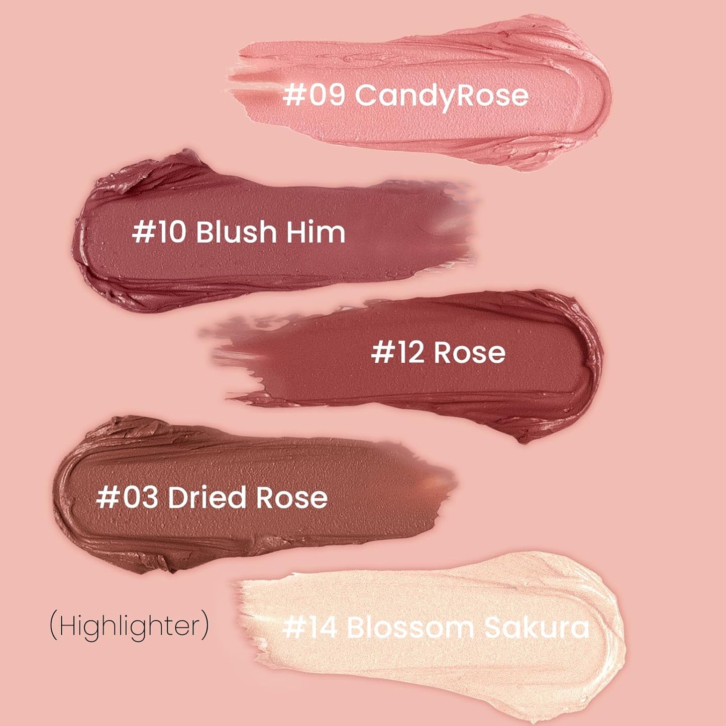 Blush Stick for Cheeks, Cream Blush with Heart-shaped, Blush Face Stick Multi-Use Lip and Cheek Tint, Waterproof Lightweight Easy to Blend Cream Blusher Makeup - Blush Him