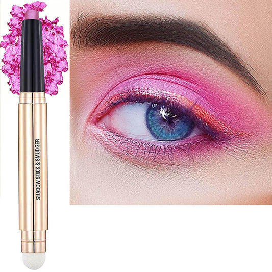 Pink Eyeshadow Stick And Sponge Makeup Brush Cream Shimmer Smooth Shadow Pencil Eyeliner Long Lasting Waterproof Eye Shadow Highlighter Stick Hypoallergenic Multi-Dimensional Eyes Look ( # 13)