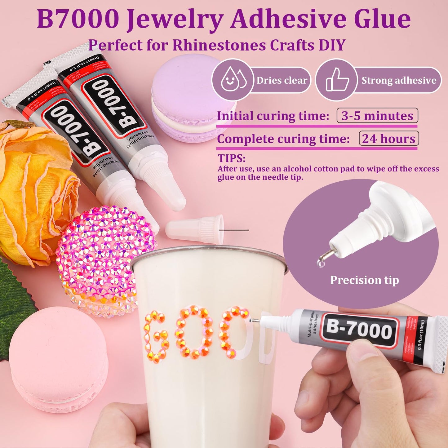 25000Pcs Resin Rhinestones with Tweezers for Crafting, Orange AB 2-6mm Mixed Sizes Bedazzling Crystal with 3Pcs 10ml B7000 Jewelry Glue for DIY Crafts Clothing Tumblers Shoes Fabric Nail Art
