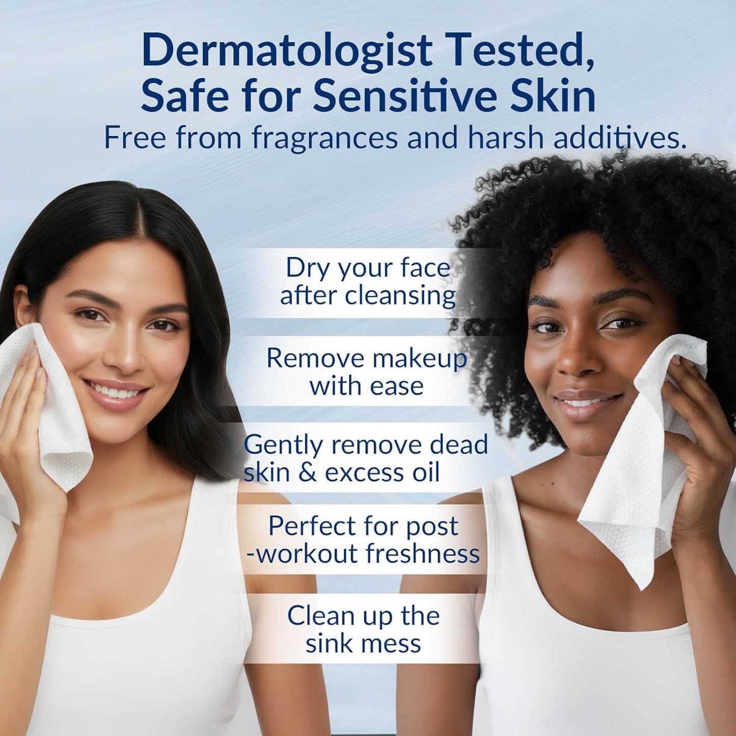 XL Disposable Face Towels, 100% Biodegradable, Non-Toxic, Unscented Thick Face Towelettes for Sensitive Skin Face Washing, Ultra Soft Makeup Remover Dry Wipes, 120 Count (2 Pack)