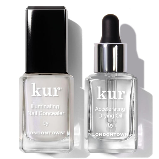 LONDONTOWN Perfect In A Pinch - Original White Nail Concealer and Accelerating Drying Oil Nail Polish Manicure Set, .40fl oz | alldaygood beauty