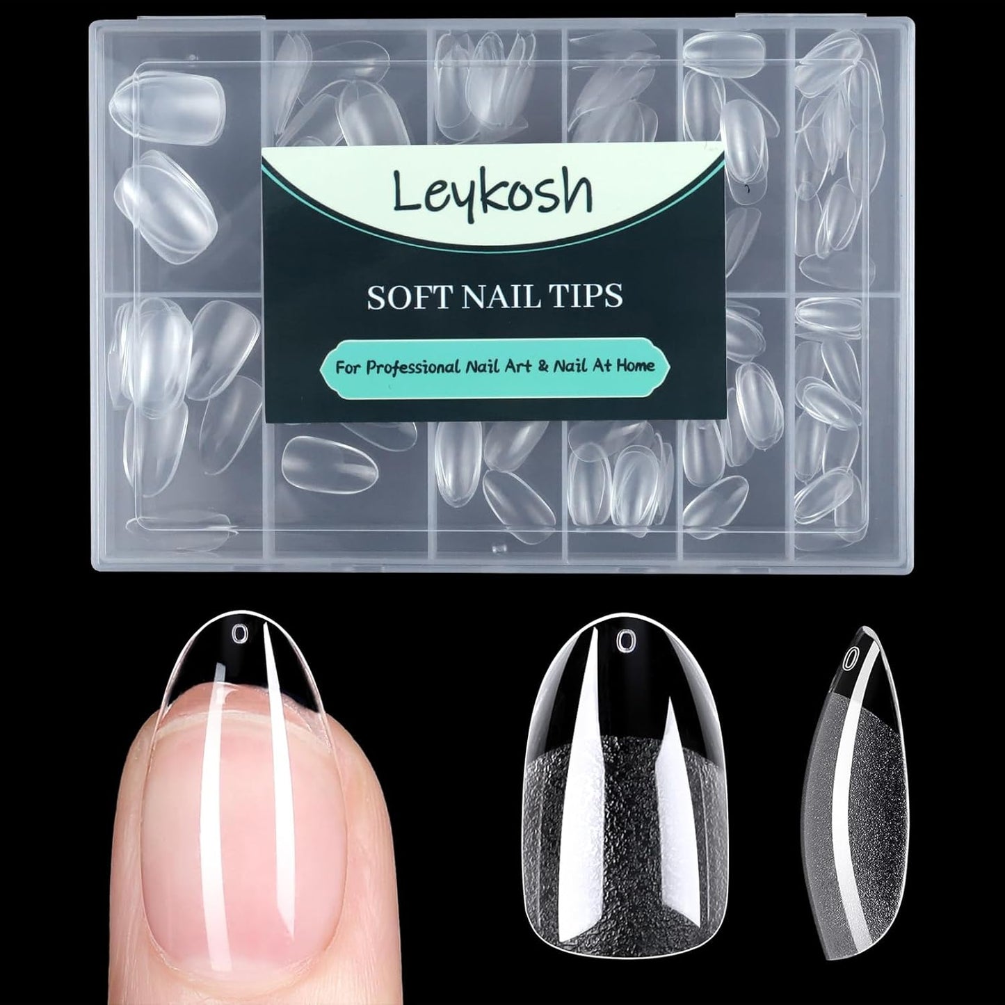 Medium Round Oval Nail Tips, 216pcs Acrylic Fake Nails Gel Nail Tips Soft, Full Cover Pre-Shaped Matte Clear Press on Nails for Extension, Diy at Home Manicure 12 Sizes