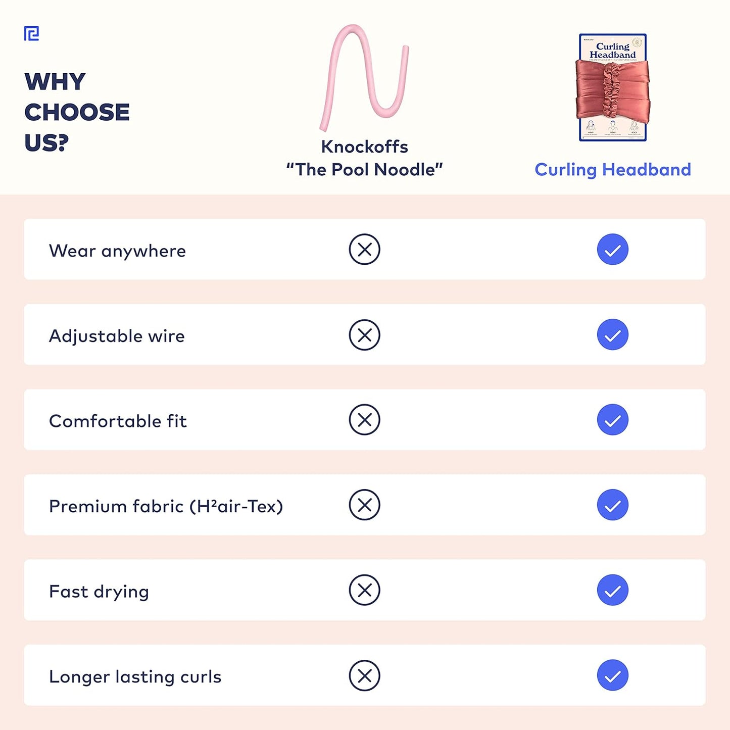 RobeCurls Heatless Hair Curler Set - Satin Curling Headband for Natural, No-Heat Curls - Sleep in Overnight Styling Tool with 2 Scrunchies - Easy & Gentle on Hair (Rose)