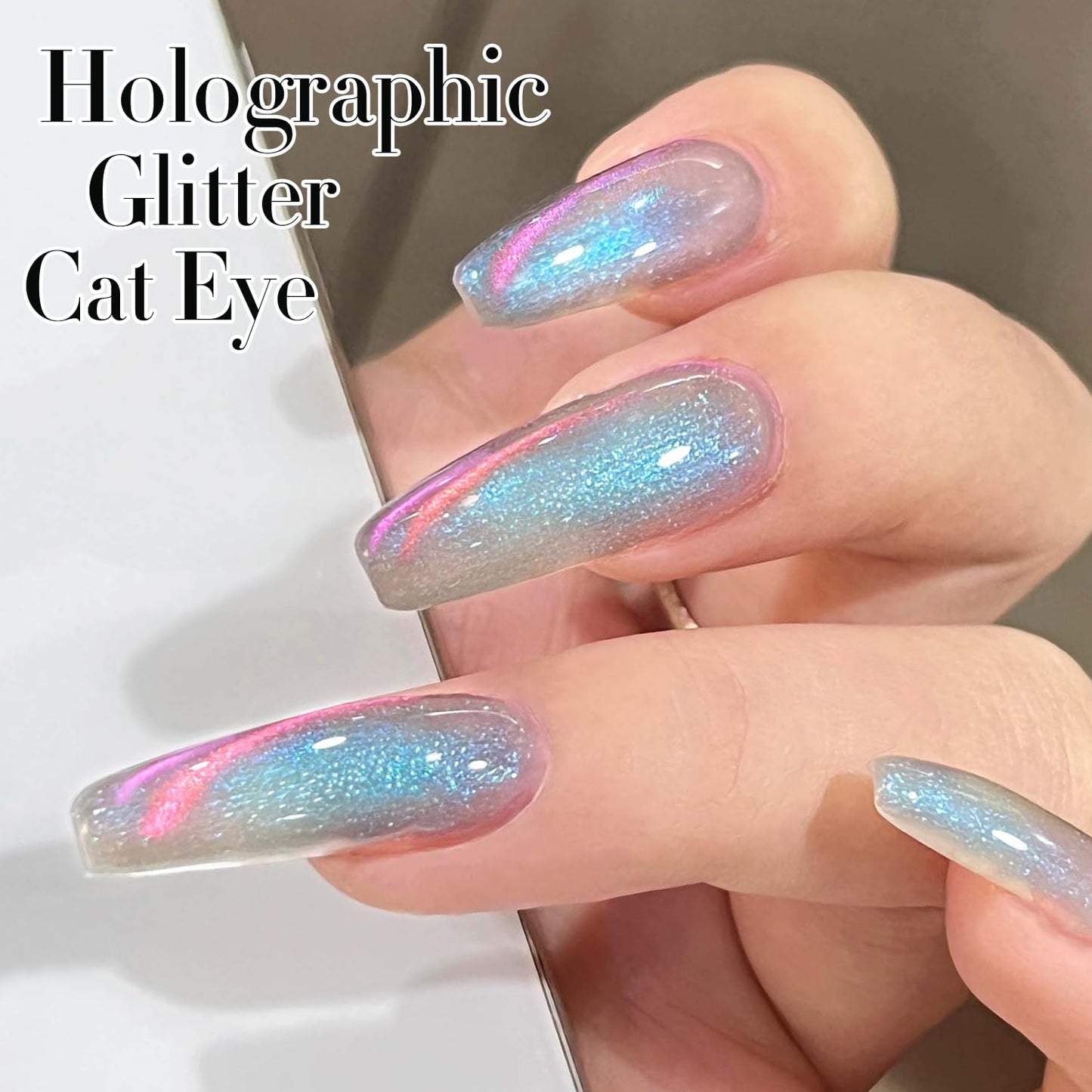 Double Rhythm 6 Colors Cat Eye Gel Polish Set Shimmer Glitter with Magnet Holographic Reflective Magnetic UV Nail Art Kit (6-Kit 29)