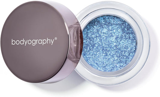Bodyography Glitter Pigment Eye Shadow | Long Wear Shimmer Eyeshadow | Vegan, Talc & Paraben Free | Cream Powder Formula | Blue Morpho (Chrome Periwinkle) 1.5 g | alldaygood beauty
