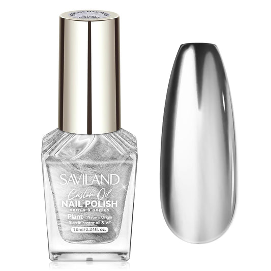 SAVILAND Silver Metallic Nail Polish: Chrome Nail Polish Air Quick Dry,10 ml Regular Fingernail Polish for Nail Art,Holographic Nail Art Polish for Finger Toe Manicure Nail Design Girls Home Salon | alldaygood beauty