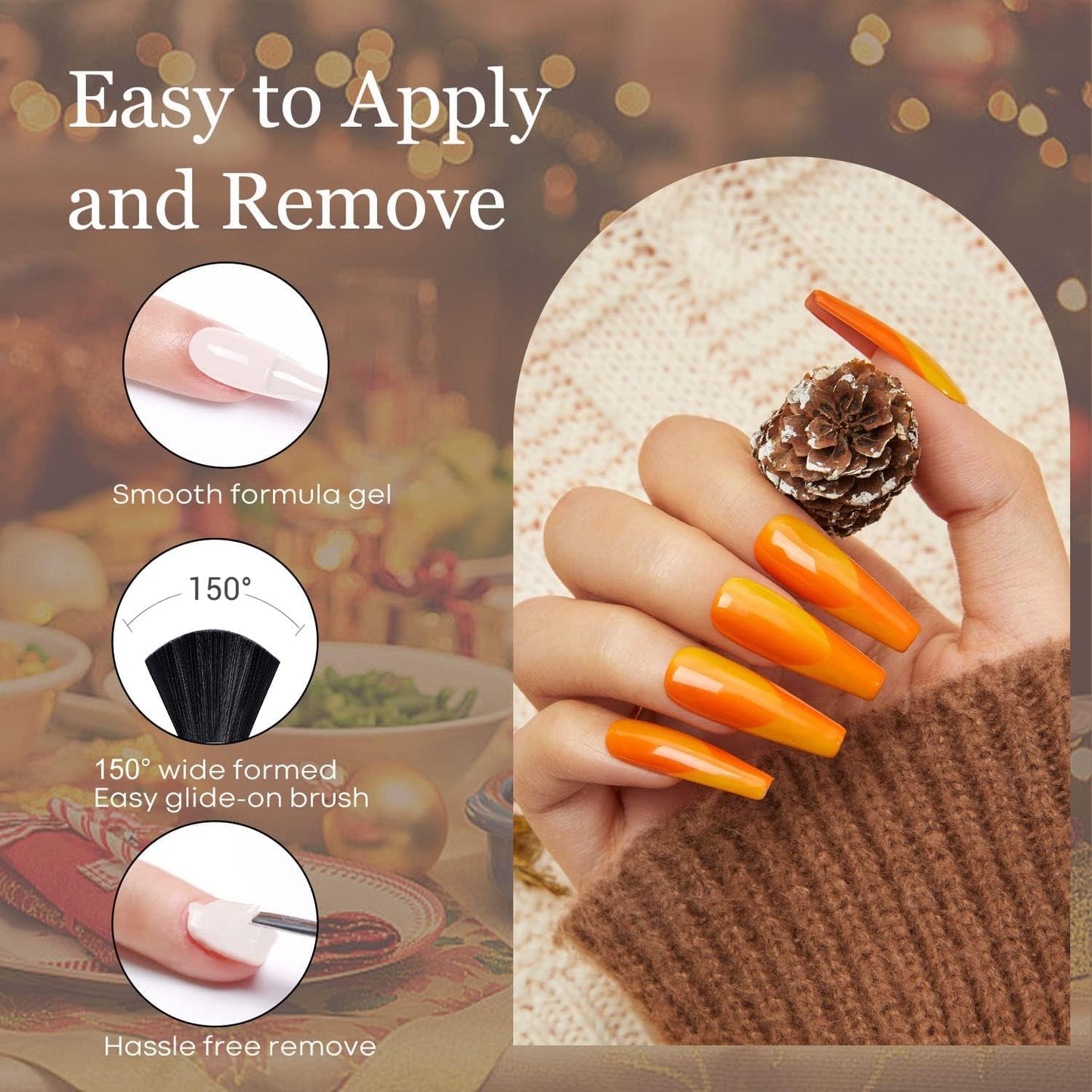 modelones Fall Gel Nail Polish Set, 6 Colors 2025 Nude Brown Burnt Orange Glitter Gel Polish Dark Red Wine Burgundy Maroon Nail Polish Soak Off Halloween Nail Art Manicure Kit DIY Salon Gift