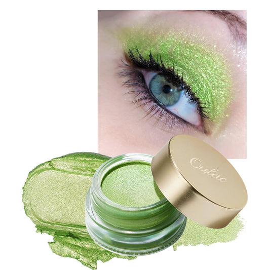 Oulac Lime Green Eyeshadow-Green Glitter Eyeshadow Highly Pigmented Waterproof & Long Lasting for Women with Moisturizing Formula. Multi-use for Highlighter. 6g (15) | alldaygood beauty